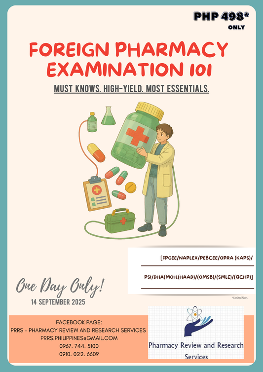 𝗣𝗥𝗥𝗦 𝗙𝗼𝗿𝗲𝗶𝗴𝗻 𝗣𝗵𝗮𝗿𝗺𝗮𝗰𝘆 (𝗜𝗻𝘁𝗲𝗿𝗻𝗮𝘁𝗶𝗼𝗻𝗮𝗹) 𝗘𝘅𝗮𝗺𝗶𝗻𝗮𝘁𝗶𝗼𝗻 𝗥𝗲𝘃𝗶𝗲𝘄 𝟭𝟬𝟭 - 𝗠𝗨𝗦𝗧 𝗞𝗡𝗢𝗪𝗦. 𝗛𝗜𝗚𝗛-𝗬𝗜𝗘𝗟𝗗. 𝗠𝗢𝗦𝗧 𝗘𝗦𝗦𝗘𝗡𝗧𝗜𝗔𝗟𝗦.