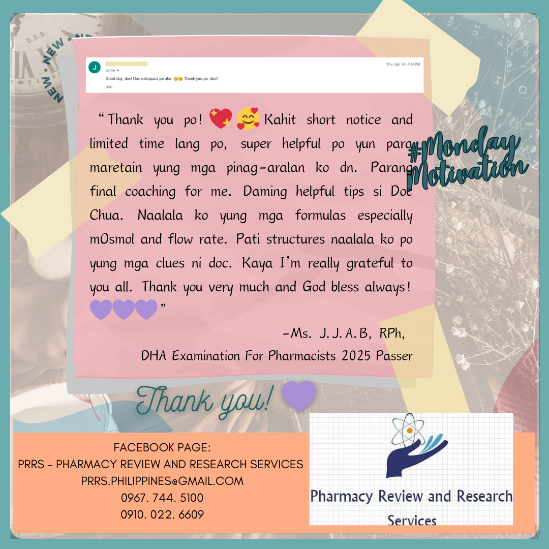 𝗣𝗥𝗥𝗦 𝗙𝗼𝗿𝗲𝗶𝗴𝗻 𝗣𝗵𝗮𝗿𝗺𝗮𝗰𝘆 (𝗜𝗻𝘁𝗲𝗿𝗻𝗮𝘁𝗶𝗼𝗻𝗮𝗹) 𝗘𝘅𝗮𝗺𝗶𝗻𝗮𝘁𝗶𝗼𝗻 𝗥𝗲𝘃𝗶𝗲𝘄 𝟭𝟬𝟭 - 𝗠𝗨𝗦𝗧 𝗞𝗡𝗢𝗪𝗦. 𝗛𝗜𝗚𝗛-𝗬𝗜𝗘𝗟𝗗. 𝗠𝗢𝗦𝗧 𝗘𝗦𝗦𝗘𝗡𝗧𝗜𝗔𝗟𝗦.