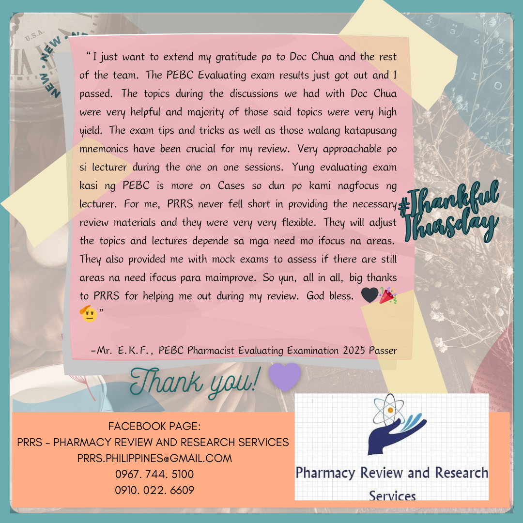 𝗣𝗥𝗥𝗦 𝗙𝗼𝗿𝗲𝗶𝗴𝗻 𝗣𝗵𝗮𝗿𝗺𝗮𝗰𝘆 (𝗜𝗻𝘁𝗲𝗿𝗻𝗮𝘁𝗶𝗼𝗻𝗮𝗹) 𝗘𝘅𝗮𝗺𝗶𝗻𝗮𝘁𝗶𝗼𝗻 𝗥𝗲𝘃𝗶𝗲𝘄 𝟭𝟬𝟭 - 𝗠𝗨𝗦𝗧 𝗞𝗡𝗢𝗪𝗦. 𝗛𝗜𝗚𝗛-𝗬𝗜𝗘𝗟𝗗. 𝗠𝗢𝗦𝗧 𝗘𝗦𝗦𝗘𝗡𝗧𝗜𝗔𝗟𝗦.