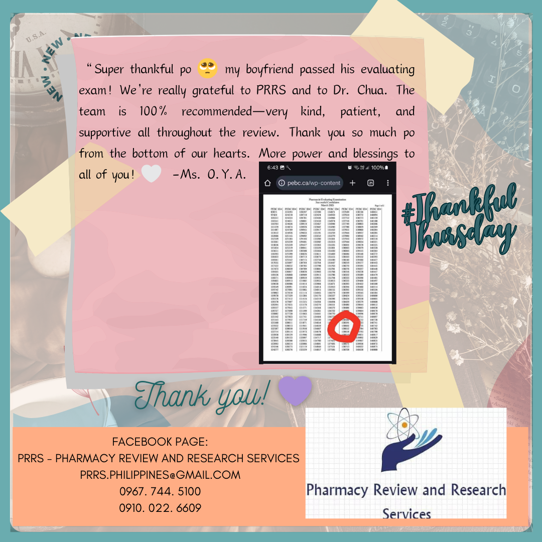 𝗣𝗥𝗥𝗦 𝗙𝗼𝗿𝗲𝗶𝗴𝗻 𝗣𝗵𝗮𝗿𝗺𝗮𝗰𝘆 (𝗜𝗻𝘁𝗲𝗿𝗻𝗮𝘁𝗶𝗼𝗻𝗮𝗹) 𝗘𝘅𝗮𝗺𝗶𝗻𝗮𝘁𝗶𝗼𝗻 𝗥𝗲𝘃𝗶𝗲𝘄 𝟭𝟬𝟭 - 𝗠𝗨𝗦𝗧 𝗞𝗡𝗢𝗪𝗦. 𝗛𝗜𝗚𝗛-𝗬𝗜𝗘𝗟𝗗. 𝗠𝗢𝗦𝗧 𝗘𝗦𝗦𝗘𝗡𝗧𝗜𝗔𝗟𝗦.