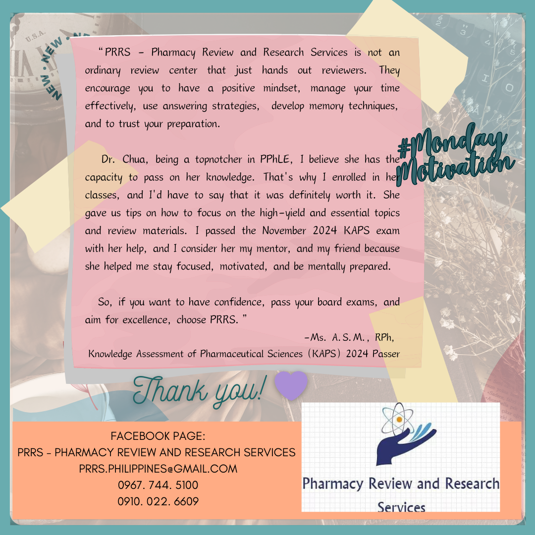 𝗣𝗥𝗥𝗦 𝗙𝗼𝗿𝗲𝗶𝗴𝗻 𝗣𝗵𝗮𝗿𝗺𝗮𝗰𝘆 (𝗜𝗻𝘁𝗲𝗿𝗻𝗮𝘁𝗶𝗼𝗻𝗮𝗹) 𝗘𝘅𝗮𝗺𝗶𝗻𝗮𝘁𝗶𝗼𝗻 𝗥𝗲𝘃𝗶𝗲𝘄 𝟭𝟬𝟭 - 𝗠𝗨𝗦𝗧 𝗞𝗡𝗢𝗪𝗦. 𝗛𝗜𝗚𝗛-𝗬𝗜𝗘𝗟𝗗. 𝗠𝗢𝗦𝗧 𝗘𝗦𝗦𝗘𝗡𝗧𝗜𝗔𝗟𝗦.