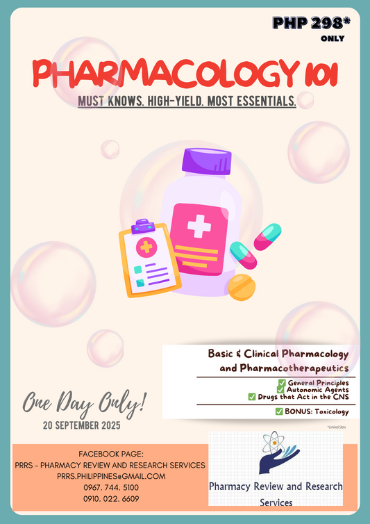 𝗣𝗥𝗥𝗦 𝗣𝗵𝗮𝗿𝗺𝗮𝗰𝗼𝗹𝗼𝗴𝘆 𝟭𝟬𝟭 - 𝗠𝗨𝗦𝗧 𝗞𝗡𝗢𝗪𝗦. 𝗛𝗜𝗚𝗛-𝗬𝗜𝗘𝗟𝗗. 𝗠𝗢𝗦𝗧 𝗘𝗦𝗦𝗘𝗡𝗧𝗜𝗔𝗟𝗦.